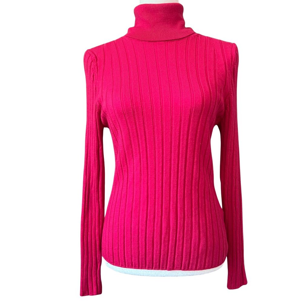 Banana Republic Pink Ribbed Merino Wool Turtleneck Sweater Size Large